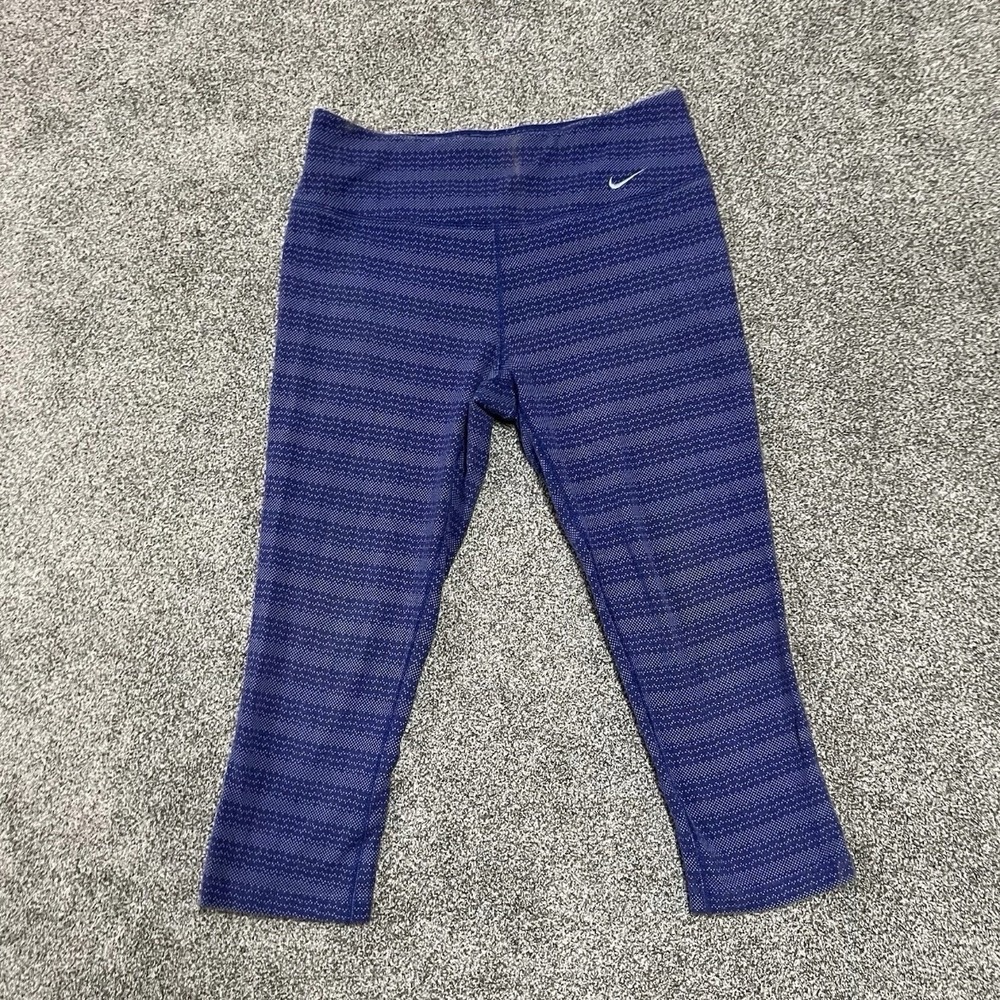 Nike Dri Fit Leggings Womens Medium Purple Pattern Athletic Workout Pants